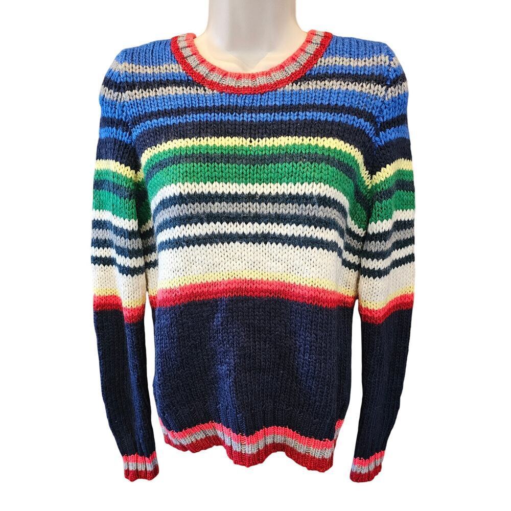 American Eagle rainbow striped knit wool blend grandma sweater juniors M EUC